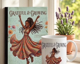 Grateful & Growing Journal and Mug Set, Personalized Self-Care Gift Box