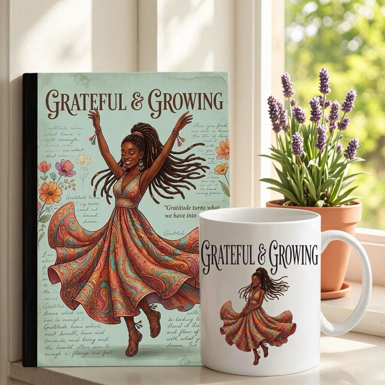 Guided Gratitude Journal for Black Women, Daily Reflection Prompts, Mindfulness and Positivity Gift, Personal Growth Notebook image 2