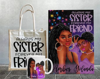 Black Woman Self-Care Gift Box – Sisterhood Celebration Set with Journal, Tote, Mug & Candle – Black-Owned Gift for Her