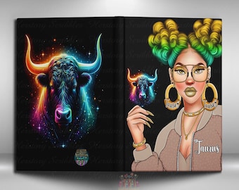 Taurus Zodiac Journal, Handmade Book, Zodiac Notebook, Zodiac Gift, Black Girl Journal, African American Woman Astrology Gift
