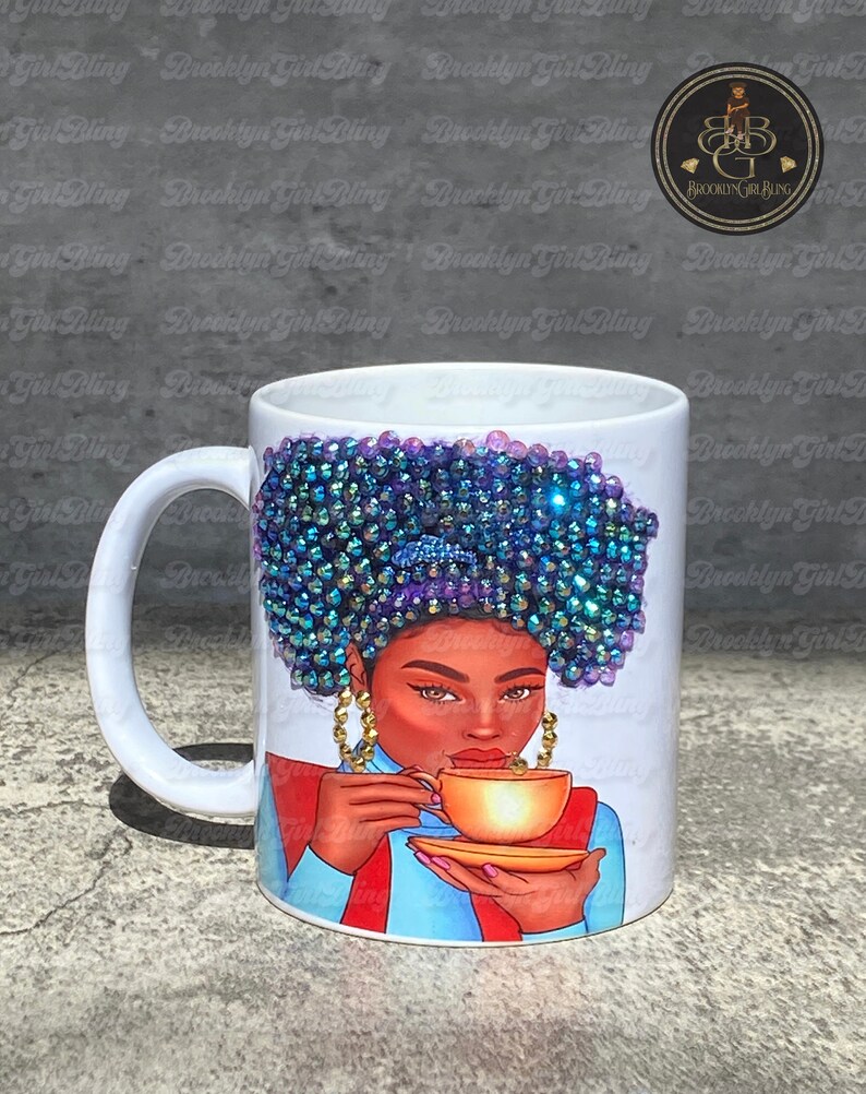 Afro Lady Rhinestone Mugs Etsy