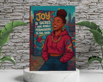 Black Woman Guided Journal – Handmade Hardcover Notebook with Monthly Prompts, Daily Reflection Self-Care Gift for Her