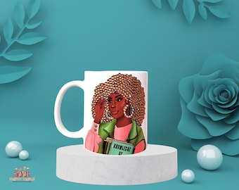 Afro Bling Rhinestone Coffee Mug, Black Woman Personalized Cup, Gift for Her, Bedazzled Bling Mug, Black Queen Mug