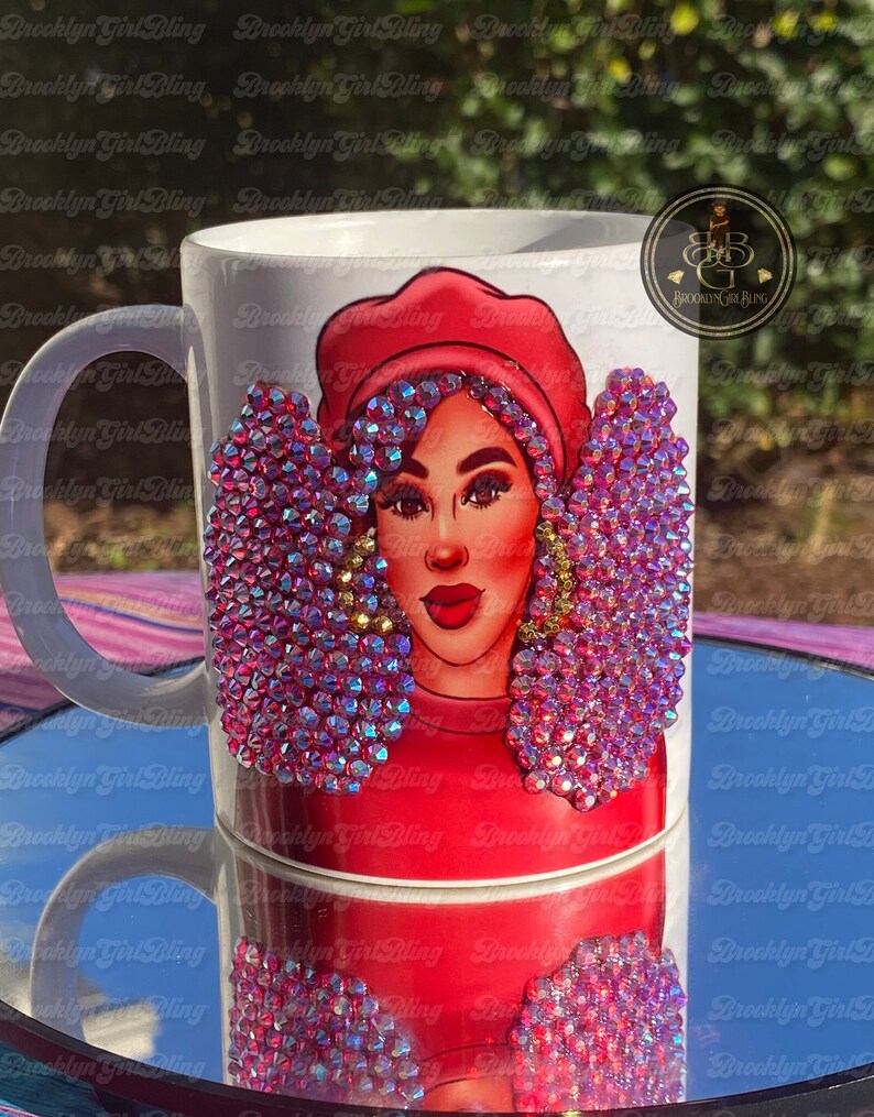 Afro Lady Rhinestone Mugs Etsy