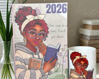 Black Woman Self-Care Gift Box - 2026 Planner & Mug Set, Lavender Spa Relaxation Kit for Book Lovers.Stress Relief Gift