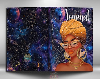 Leo Zodiac Journal, Handmade Book, Zodiac Journal, Zodiac Gift, Leo gift for her, Black Girl Journal, African American Woman Astrology Gift