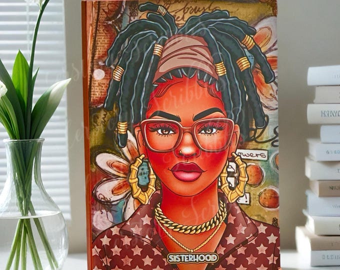 Featured listing image: Afrocentric Sisterhood Journal: Handmade Lined Notebook with Prompts