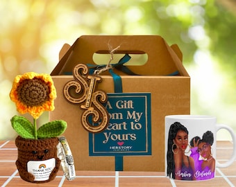 Black Woman Self-Care Gift Box – Sisterhood Celebration Set with Journal, Tote, Mug & Candle – Black-Owned Gift for Her. Empowerment Gift