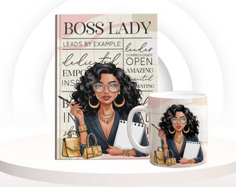 Boss Lady Journal – Black Girl Magic Notebook | Lined Hardcover, Inspirational Notebook and Mug Gift Set for Black Women Entrepreneurs