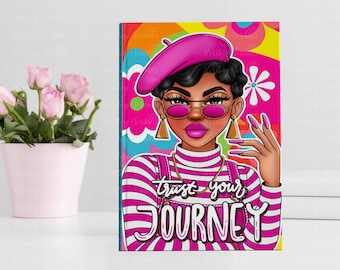 Lined Journal for Black Women – Affirmation Writing Notebook with Hardcover Art Cover- Writing Notebook with Custom Spine-Hardcover Journal