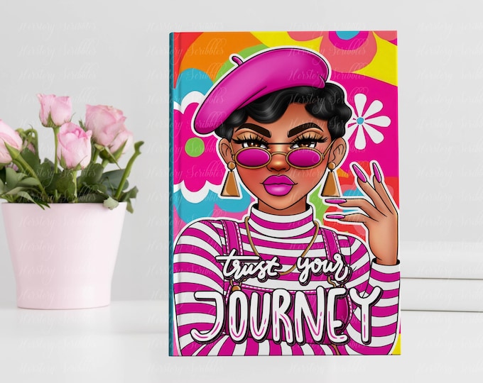 Featured listing image: Lined Journal for Black Women – Affirmation Writing Notebook with Hardcover Art Cover- Writing Notebook with Custom Spine-Hardcover Journal