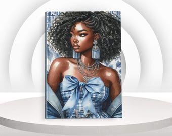 African American Woman Handmade Hardcover Journal. Handmade Hardcover notebook. Gift for her. Black woman gift