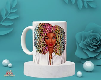 Personalized Rhinestone Cup, Glamorous Bling Mug, Black Woman Bling Coffee Cup, Sparkly Mug