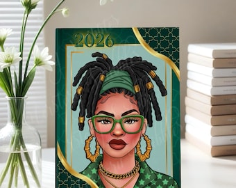 2026 Black Woman Planner, Handmade Hardcover  Planner, Gift for Her, Weekly Planner,  Handmade African American Woman Planner.