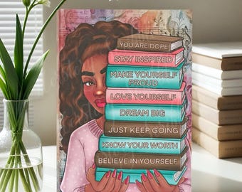 Handmade Black Woman Journal – Inspirational Affirmation Notebook | Self-Care Gift, Empowerment Journal