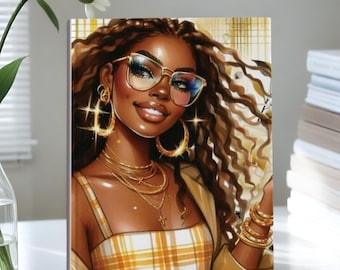 Black Woman Journal: Hardcover Lined Notebook, Afrocentric Art