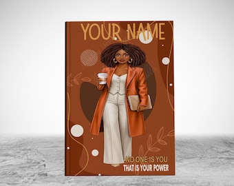 Personalized Black Woman Journal, Afrocentric Self-Care Notebook, Empowerment Gift for Sister, Black Girl Magic Stationery