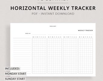 Weekly Tracker Horizontal | FC Compact Planner Printable - Weekly task tracker, FCC planner inserts, Cleaning routine schedule