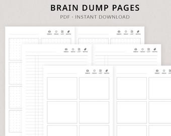 Brain Dump Pages | Pocket TN Printable Planner - Inbox insert printable, Checklist, Notes, Ideas, Pocket TN insert