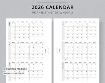2026 Calendar, Pocket Plus Printable Planner - Dated 2026 planner, calendar year tracker, Pocket XL planner inserts