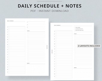 Daily Schedule + Notes DO1P #401 | Classic HP Printable Planner - Day on one page Classic Happy Planner printable daily insert HP Classic