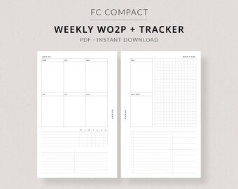 Weekly Planner WO2P + Tracker | FC Compact Planner Printable - Habit tracker, Meal plan, Franklin Covey Compact planner, FCC Weekly insert