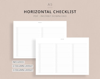 Horizontale Checkliste | A5 Printable Planner - To-Do-Liste, Tägliche Aufgabenliste, A5-Planereinsätze, Aufgabenliste, Kategorisierte Liste