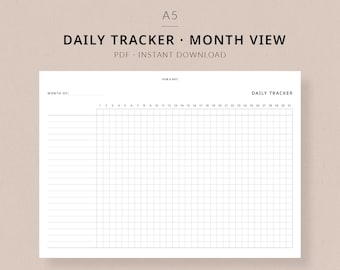 Daily Tracker | A5 Planner Printable - Daily habit tracker, Monthly tracker, A5 planner inserts, Daily routine