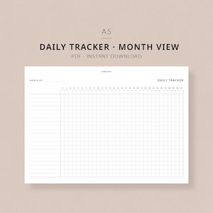 Daily Tracker | A5 Planner Printable - Daily habit tracker, Monthly tracker, A5 planner inserts, Daily routine