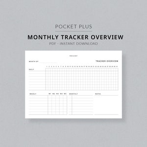 Può includere: Una panoramica mensile di tracciamento stampabile in bianco e nero. Il tracker ha sezioni per giornaliero, settimanale, mensile e note. Il testo "ROSE & MIST" e "#113" si trova nella parte inferiore della pagina.