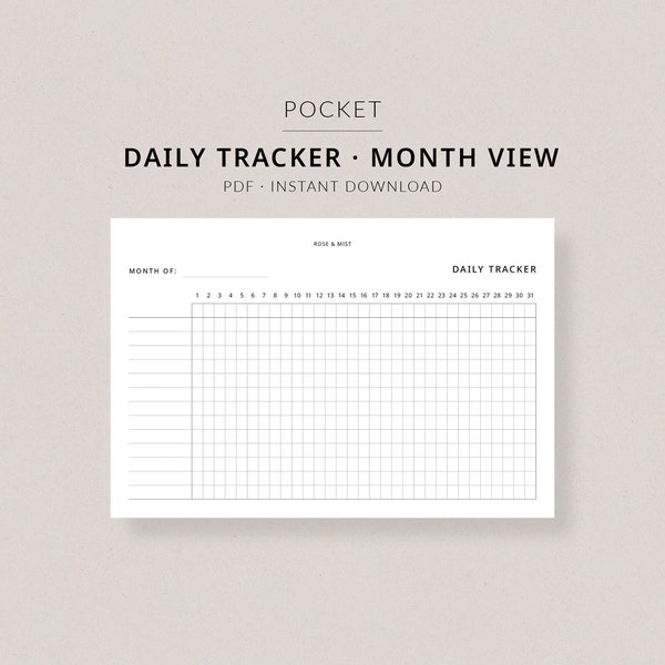 Daily Tracker | Pocket Printable Planner - Daily habit tracker, Daily routine, Monthly layout, Mood tracker, Daily task tracker