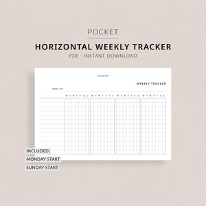 Weekly Tracker | Pocket Planner Printable - Weekly task tracker, Daily weekly routine, Undated weekly tracker, Pocket habit tracker