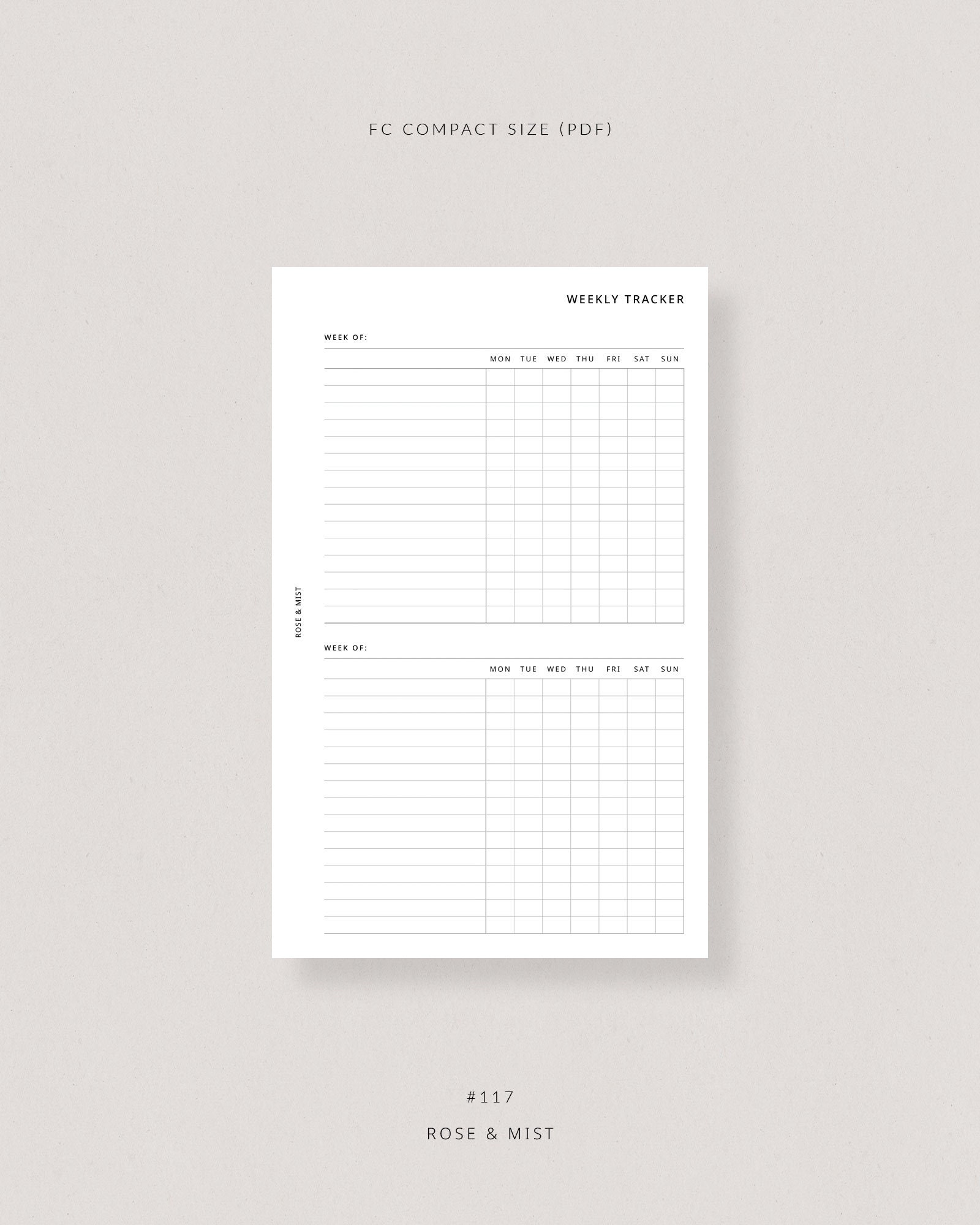 Weekly Tracker | FC Compact Planner Printable - Weekly Task Tracker ...