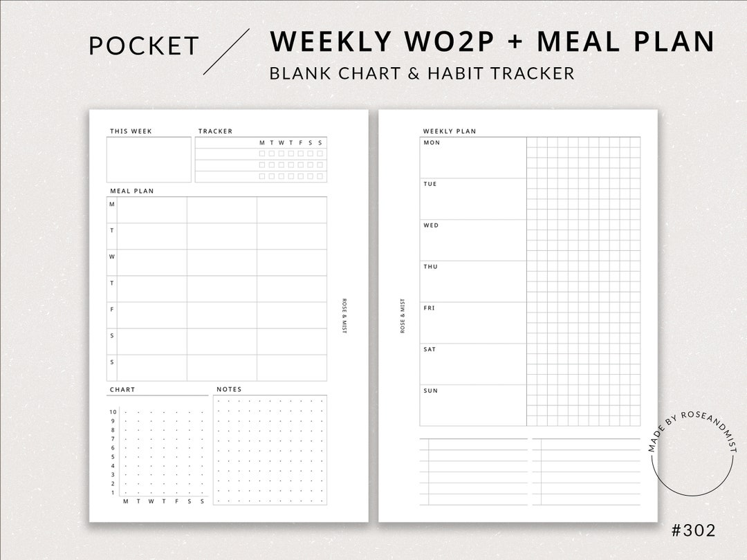 Weekly Planner + Meal Planner WO2P | Pocket Printable Planner - Habit ...