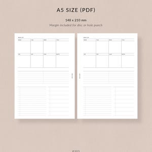 Weekly Overview WO1P A5 Printable Planner #305 - A5 Weekly Planner ...