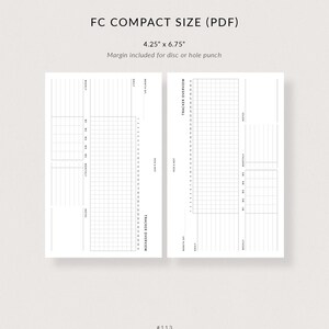 May include: A printable planner page with two tracker overview sections. The page is designed for a compact size, measuring 4.25 inches by 6.75 inches. The page includes a monthly and daily tracker section, as well as space for notes.