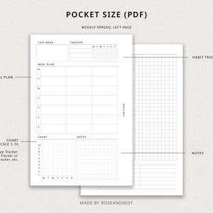 Weekly Planner + Meal Planner WO2P | Pocket Printable Planner - Habit ...