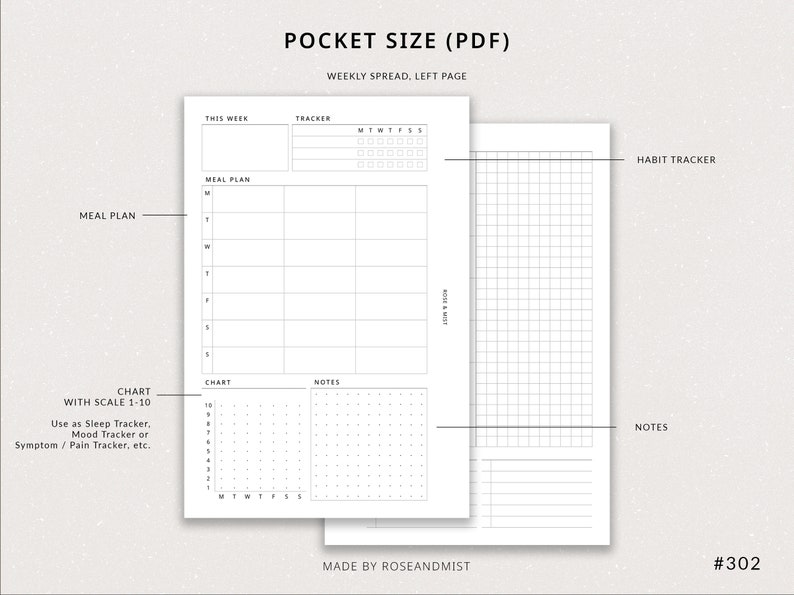 Weekly Planner + Meal Planner WO2P | Pocket Printable Planner - Habit ...