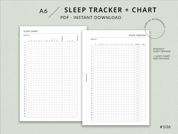 Sleep Tracker Sleep Chart A6 Printable Planner Sleep | Etsy Canada