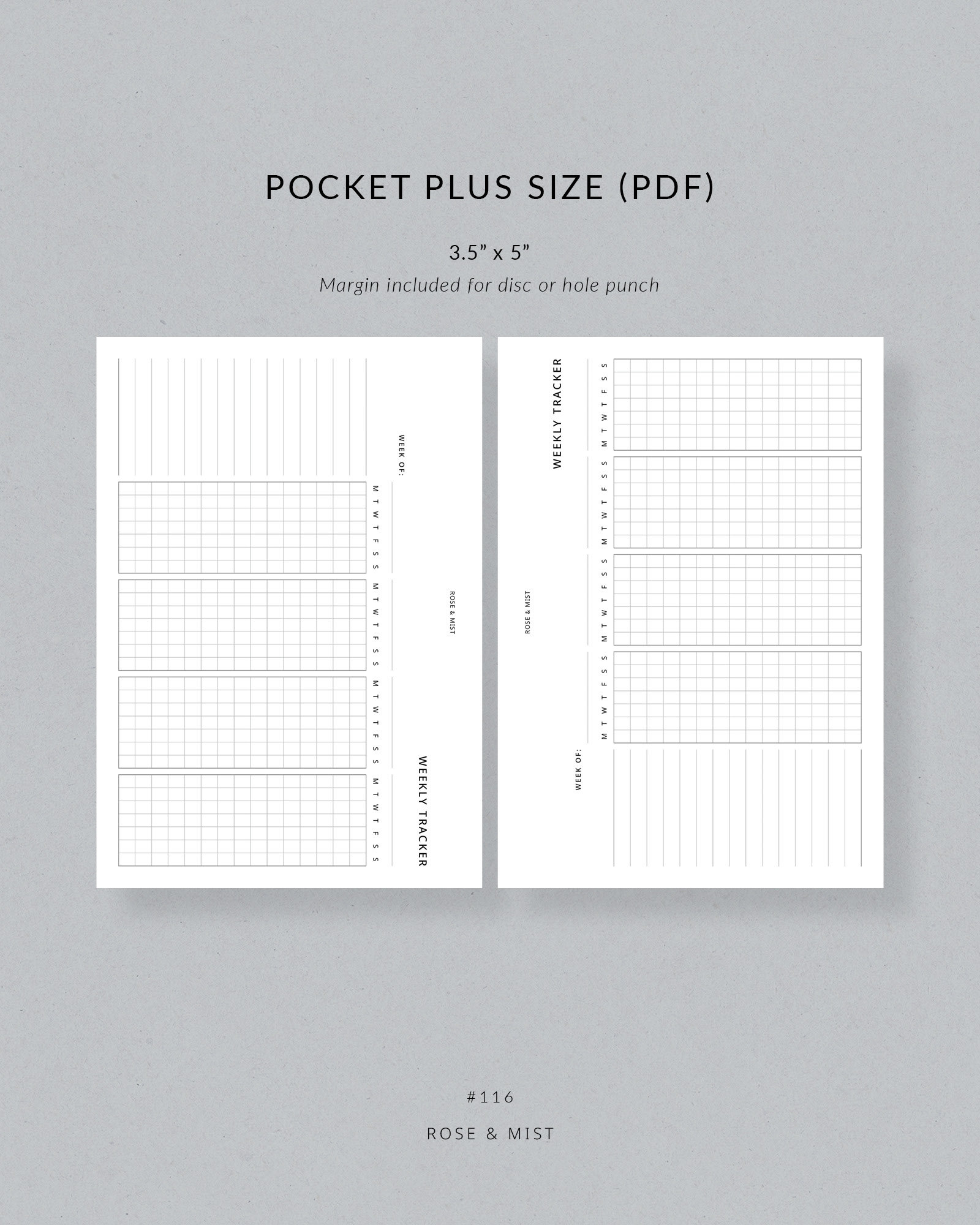 Plus Planner Weekly Tracker Horizontal | Pocket Plus Planner Printable - Pocket XL ...