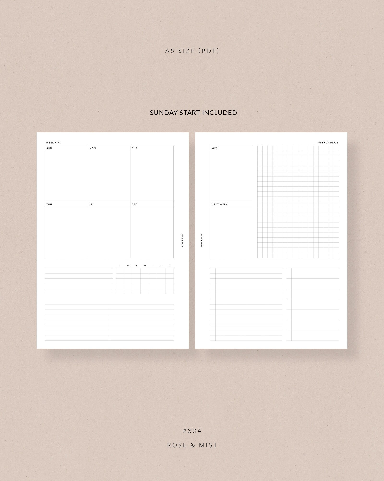Weekly Planner WO2P + Tracker | A5 Planner Printable - Habit Tracker ...