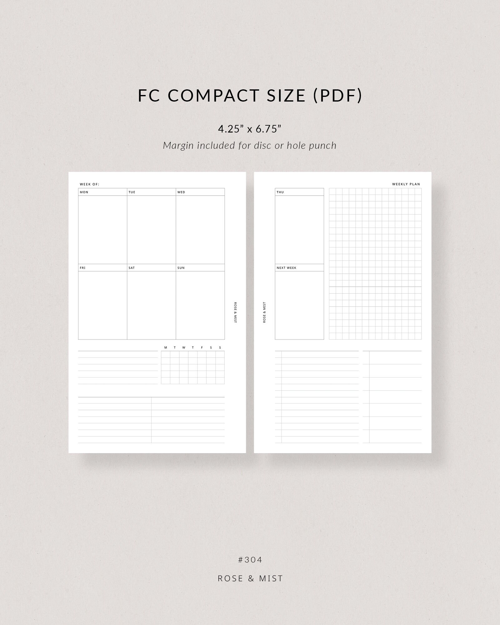 Weekly Planner WO2P + Tracker | FC Compact Planner Printable - Habit ...