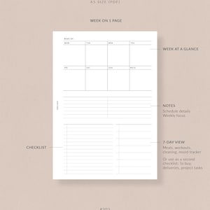 Weekly Overview WO1P A5 Printable Planner #305 - A5 Weekly Planner ...