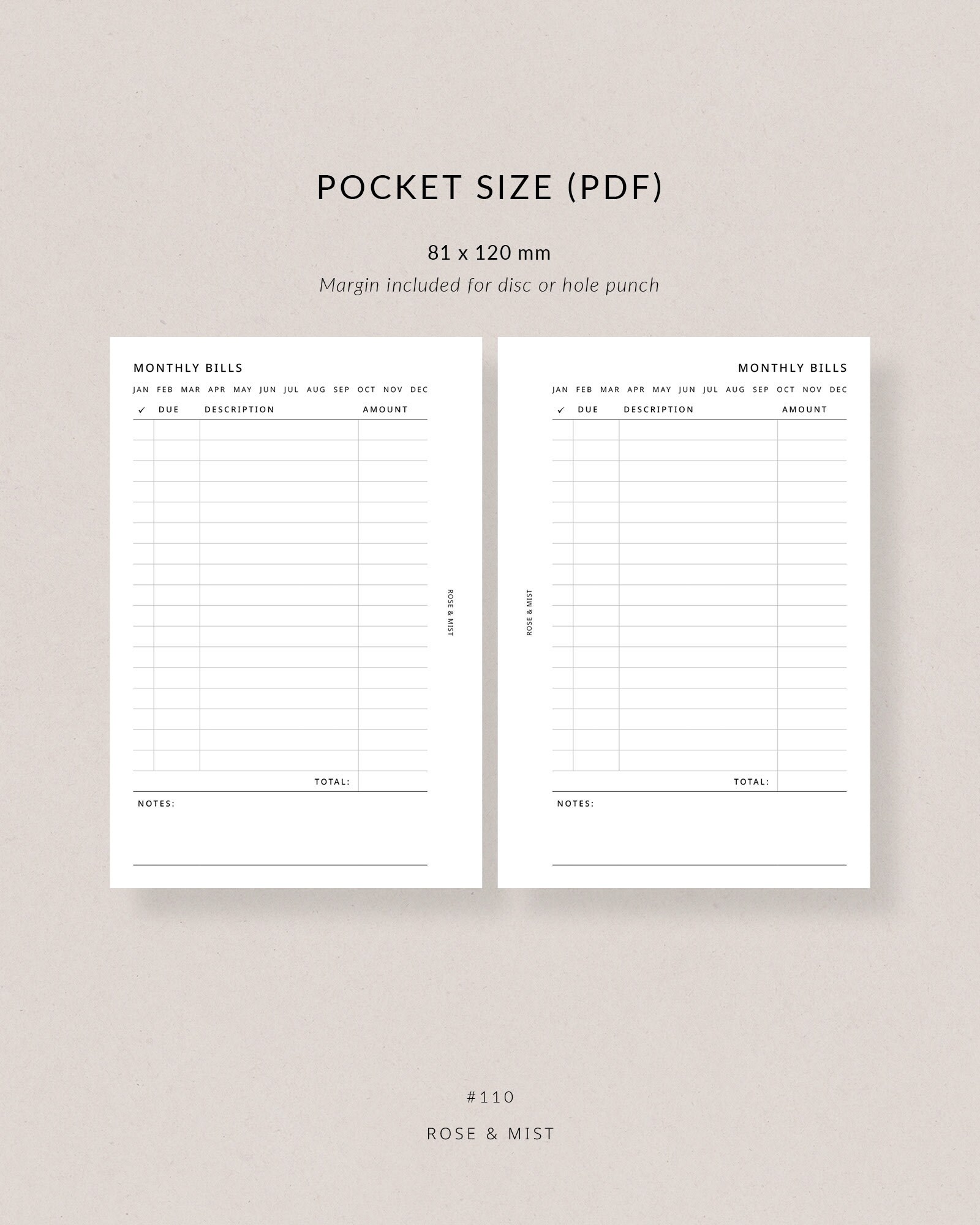 Monthly Bills Tracker | Pocket Printable Planner - Bills Checklist ...