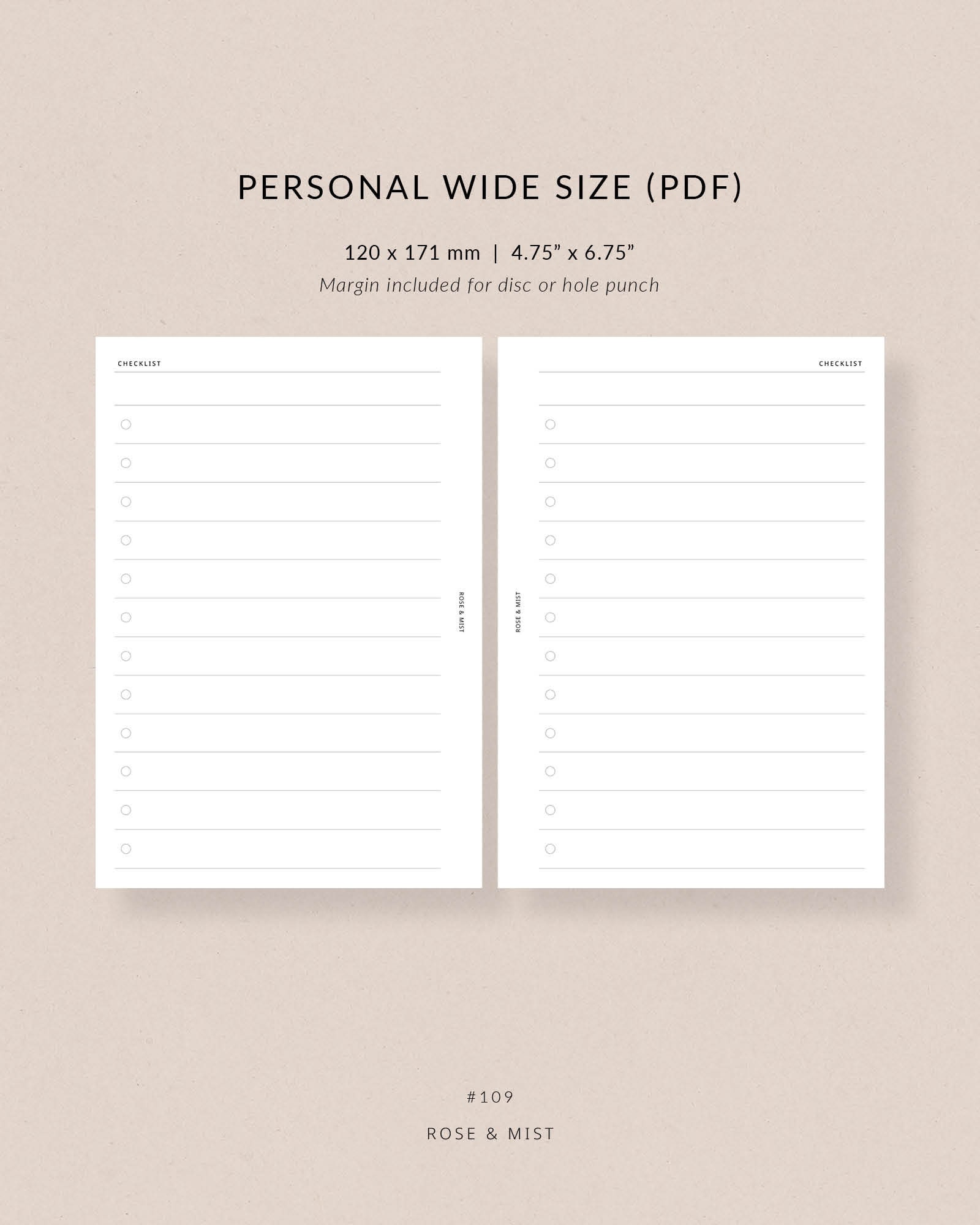 Large Checklists Personal Wide Printable Planner to Do List, Inbox ...