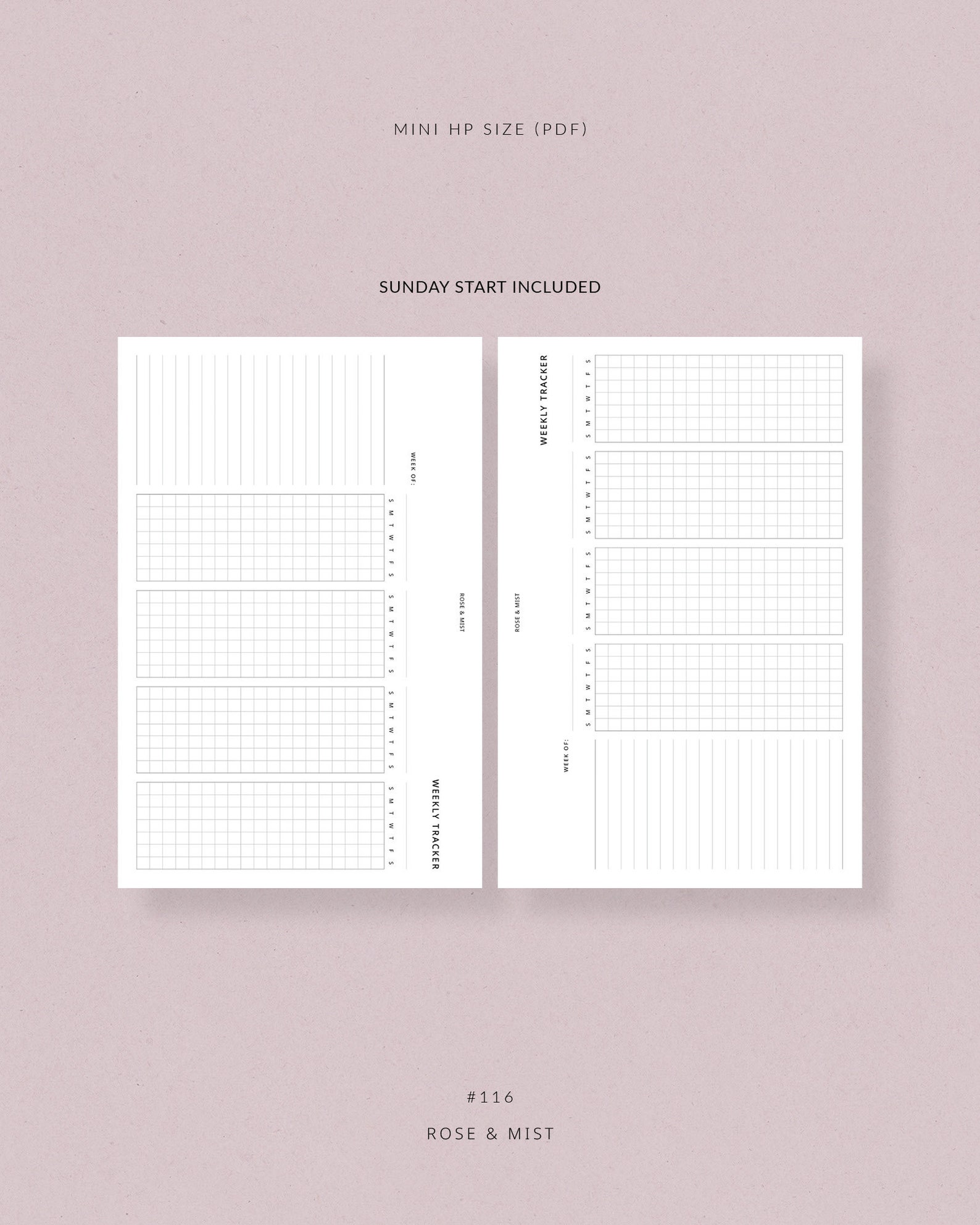 Weekly Tracker Horizontal | Mini HP Planner Printable - Weekly Task ...