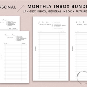 Monthly Inbox Bundle | Personal Printable Planner - Inbox list printable, Inbox tracker, Personal planner inserts, Categorized checklist
