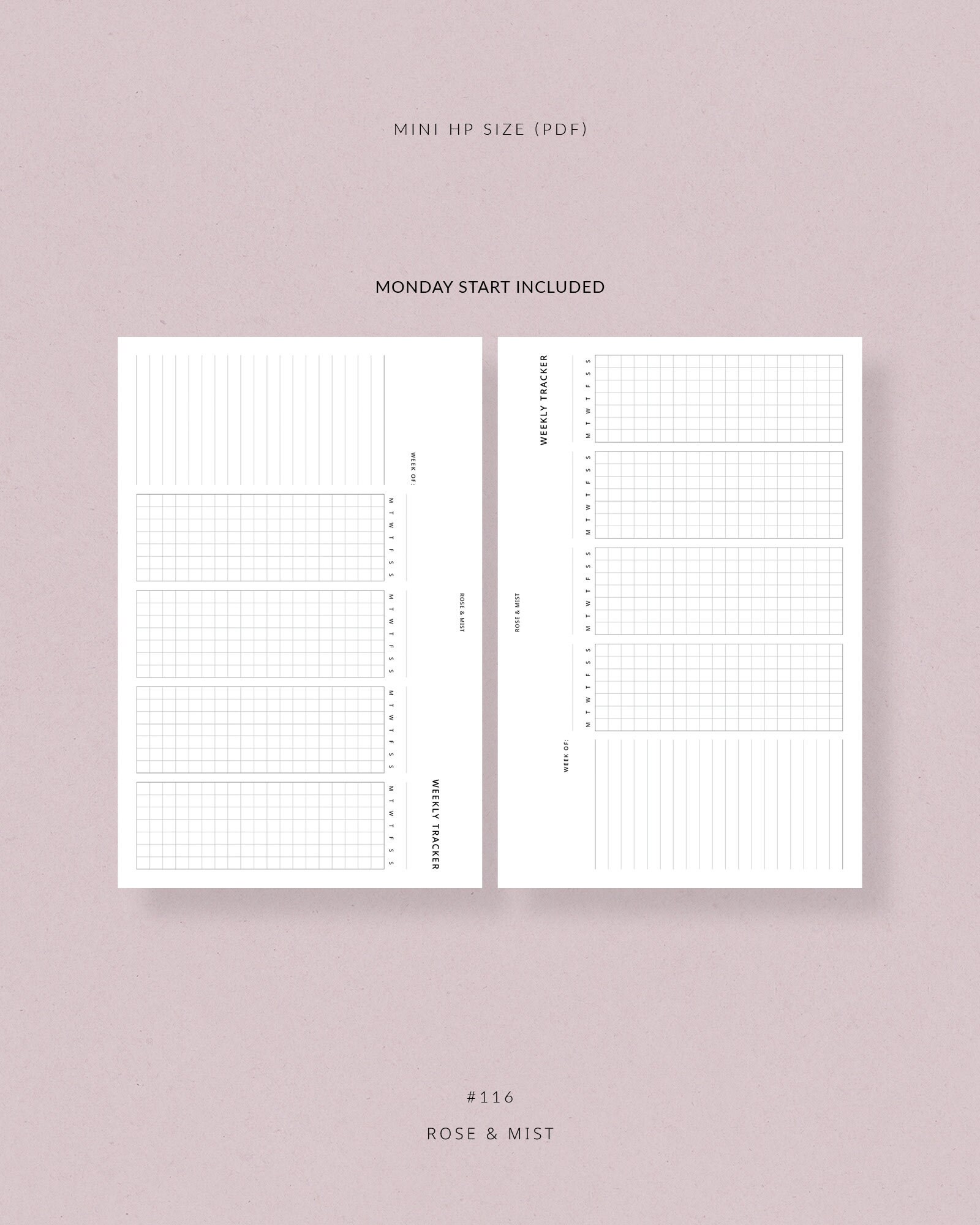 Weekly Tracker Horizontal | Mini HP Planner Printable - Weekly Task ...