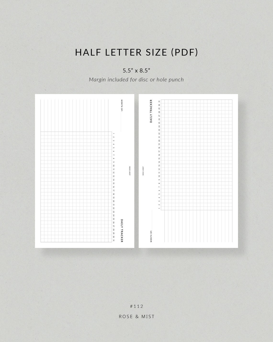Daily Tracker | Half Letter Planner Printable - Daily Habit Tracker ...