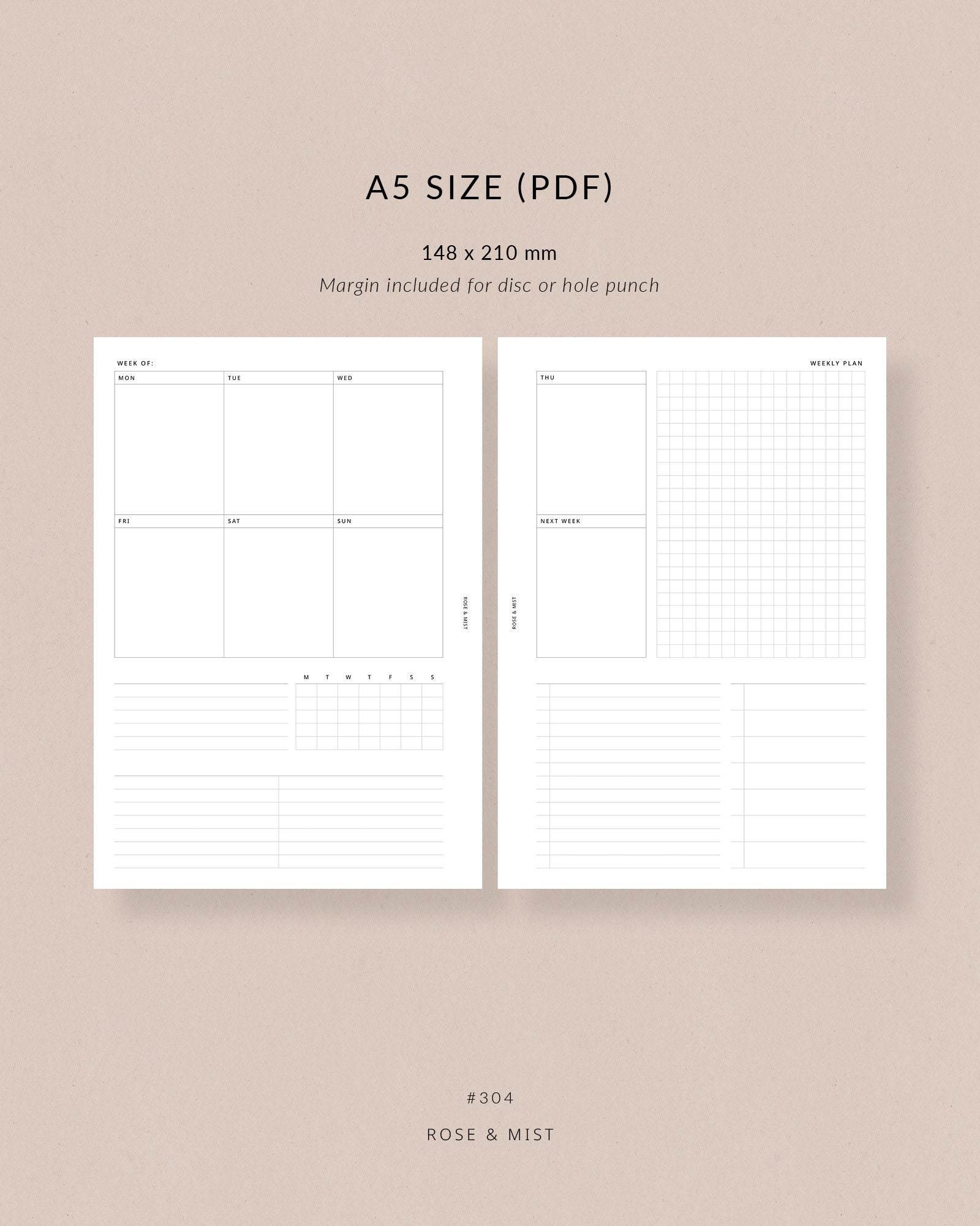 Weekly Planner WO2P + Tracker | A5 Planner Printable - Habit Tracker ...